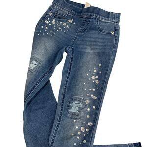 Girls Justice skinny jeans distressed with rhinestones, size 10, NWOT
